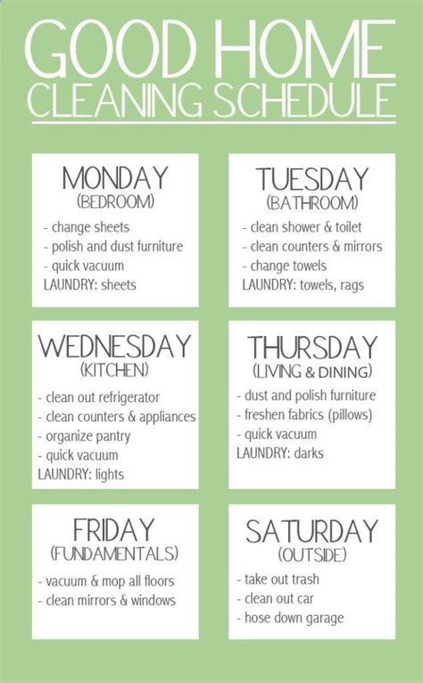 This simple daily and weekly cleaning schedule will make your home cleaner than every before. Good Home Cleaning Schedule. | Home Decor that I love ...