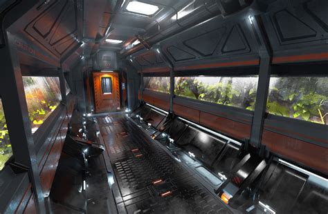 Artstation Sci Fi4 Oleg Ovigon Futuristic Interior Spaceship