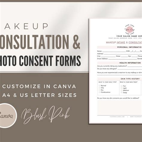 Makeup Artist Forms Client Intake Form Client Record Cards Etsy Canada