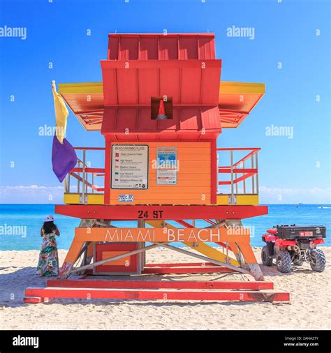 Colorful Lifeguard Hut At Miami Beach Stock Photo Alamy