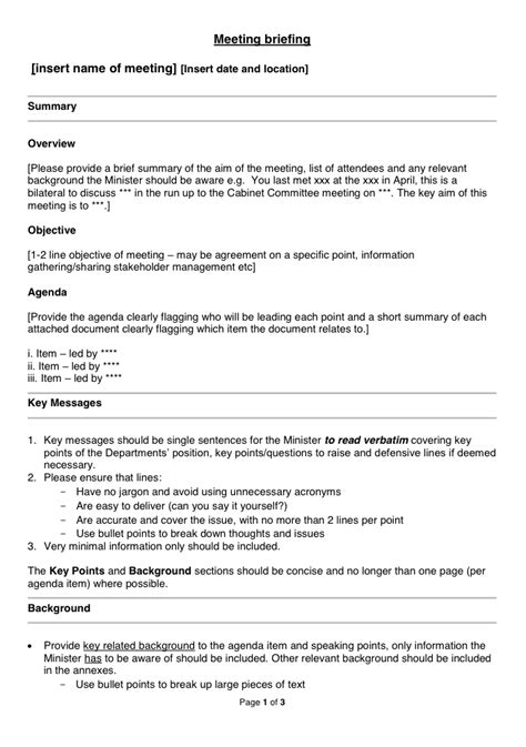 Template Meeting Briefing