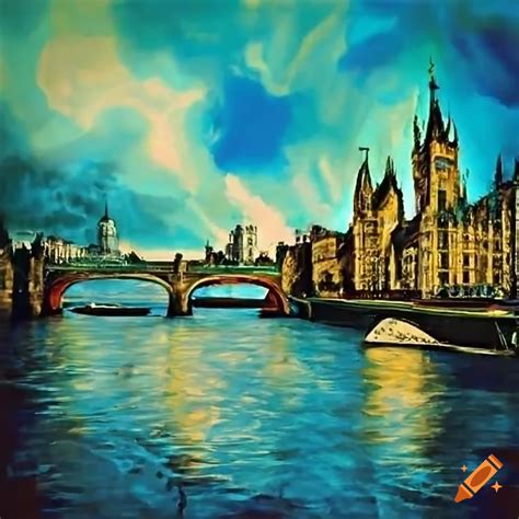 Artistic Depiction Of The River Thames In London