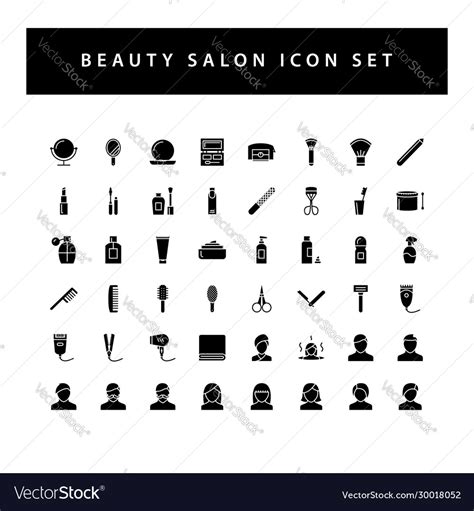 Beauty Salon Icon Set With Black Color Glyph Vector Image