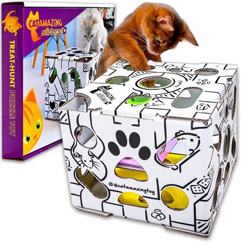 Cat Amazing Sliders Puzzle Toy For Indoor Cats Treat Box