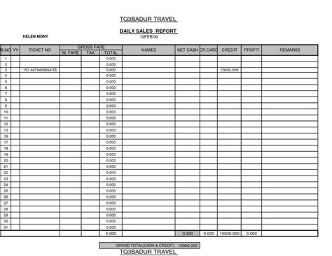 Daily Sales Report Template Sample Selimtd