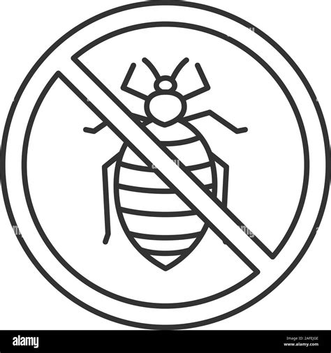 stop bed bug sign linear icon parasitic insects repellent pest control thin line illustration