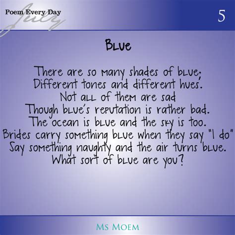 Blue A Poem Dailypoemproject Ms Moem Poems Life Etc