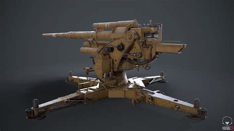 3d Model 88mm German Flak Canon Vr Ar Low Poly Cgtrader
