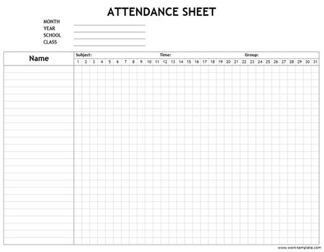 Printable Attendance Sheet Template For Employees Students Workers