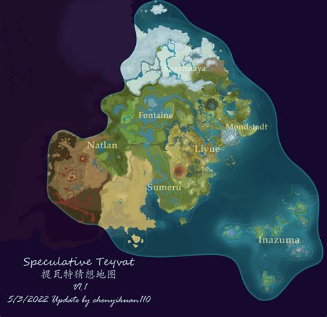 My Speculative Map Of Teyvat In Progress May 3 2022 Update R