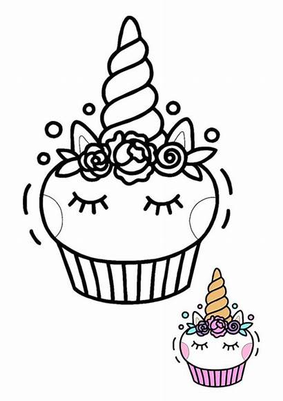 Unicorn Coloring Pages Cupcake Cake Birthday Printable