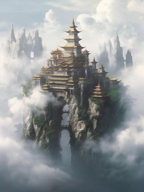 Premium Ai Image Chinese Fantasy Architecture Temple Castle