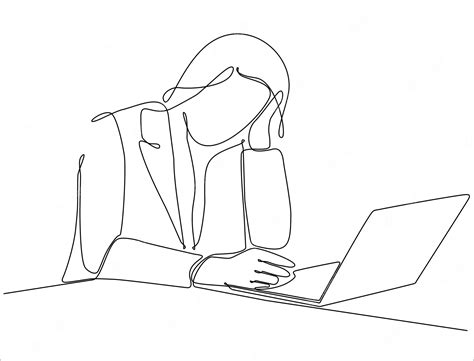 Premium Vector Single Line Drawing Of Businesswoman Typing Business Ideas Concept On Laptop