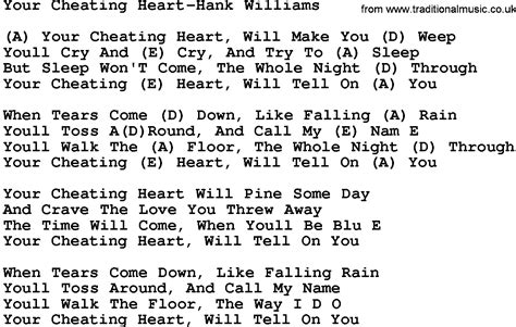 Country Musicyour Cheating Heart Hank Williams Lyrics And Chords