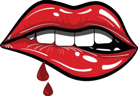 Red Sexy Vampire Lips Fangs Silhouette Illustrations Royalty Free