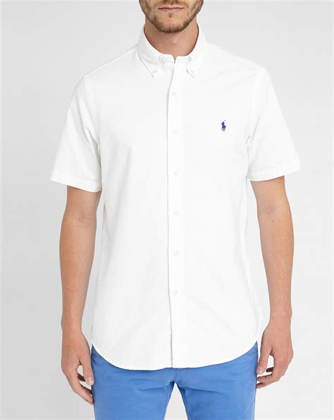 Polo Ralph Lauren White Custom Oxford Short Sleeve Shirt In White For