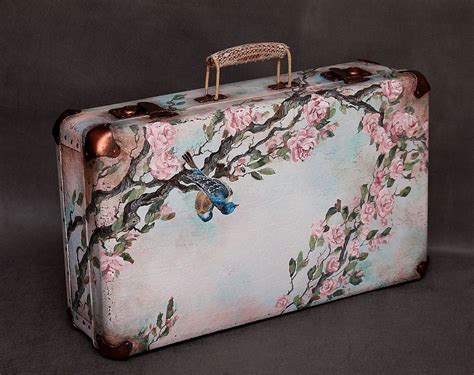 Decoupage Suitcase Painted Suitcase Suitcase Decor