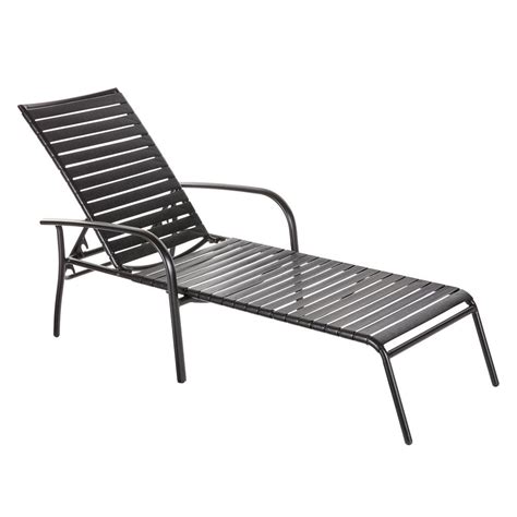 Baja strap adjustable chaise lounge finish: Hampton Bay Commercial Aluminum Black Strap Outdoor Chaise ...