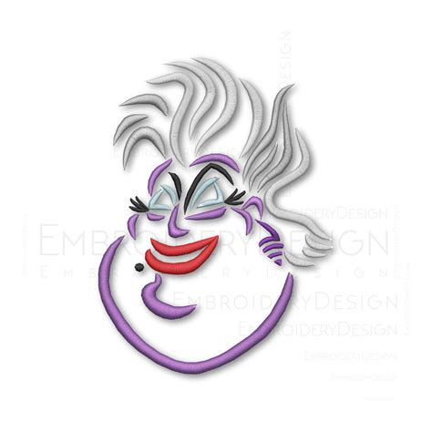 The Little Mermaid Ursula Face Sketch Embroidery Machine Etsy Canada