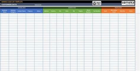 Plantilla De Excel Lista De Clientes Potenciales Para Pequeñas Etsy