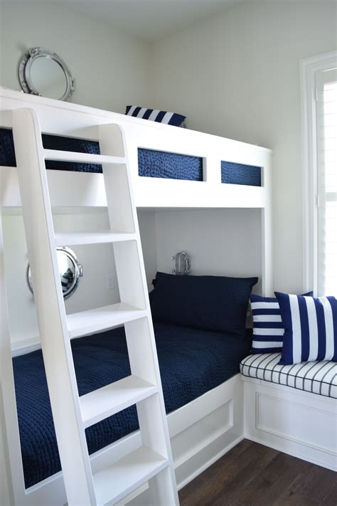 Built In Bunk Beds With Nautical Blue Residential Interior Design
