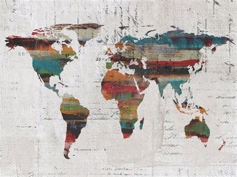 Painted World Map Ii Large Canvas Art Print Large Wall Art Etsy