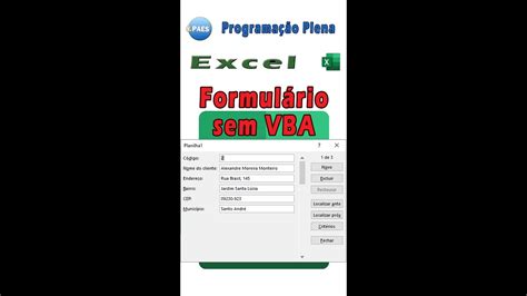 Usando formulário no Excel sem VBA YouTube