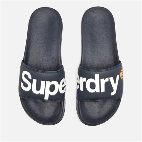 Superdry Mens Classic Pool Slide Sandals Lauren Navy