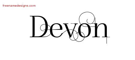 Decorated Name Tattoo Designs Devon Free Lettering Free Name Designs