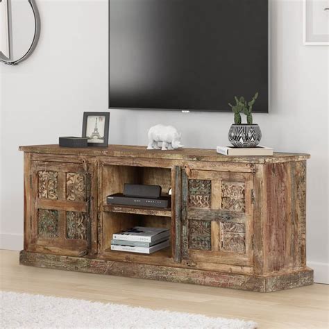 Rustic Solid Reclaimed Wood Media Console Tv Stand Sideboard Furniture