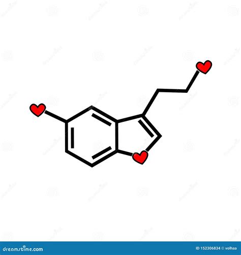 Fórmula Química De La Serotonina Con Los Corazones Ilustración Del Vector Ilustración De