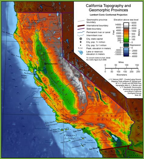 Physical Map Of California Landforms