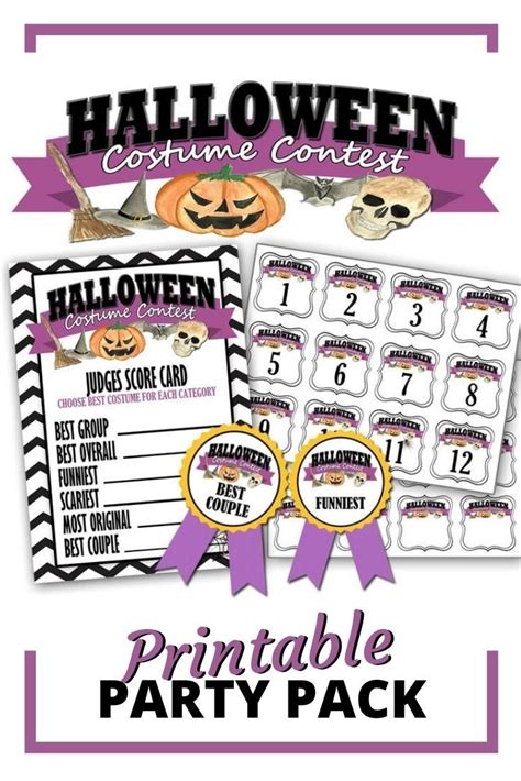 Costume Contest Printable Forms Packet Costume Contest Judges Score Cards Halloween Party