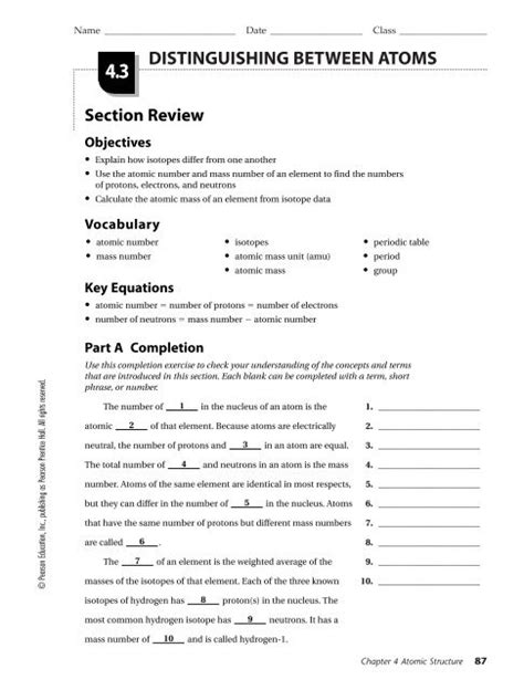 Chapter Atomic Structure Worksheet Answer Key Pearson Education Nick Adams In America