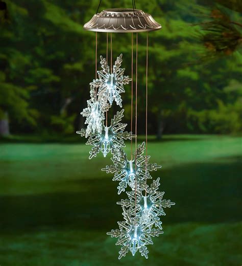 Clear Lighted Solar Snowflakes Mobile Snowflake Wind And Weather