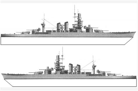 1700 Italian Navy 2 D Side View World War Ii Model Ships