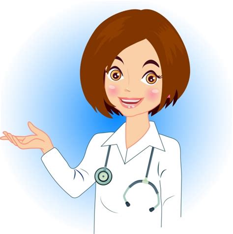 Female Doctor Icon Cartoon Character Design Vectors Graphic Art Designs
