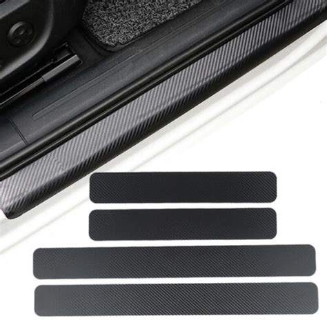 4pc Carbon Fiber Leather Car Door Sill Protector For Ford F150 F 150