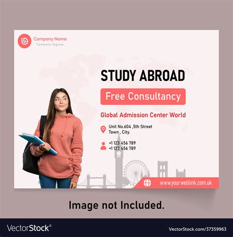 Study Abroad Education Poster Banner Royalty Free Vector