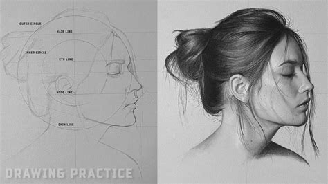 Drawing Practice How To Draw Side Profile Of A Face Loomis Method YouTube