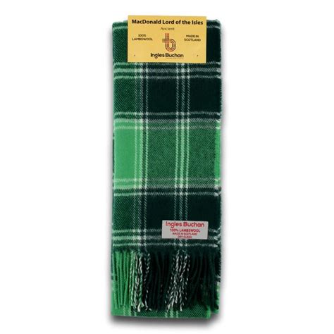 Macdonald Lord Of The Isles Tartan Scarf Made In Scotland 100 Wool