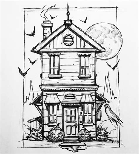 1331 By Mike Phillipsinktober Haunted House Haunted House Drawing