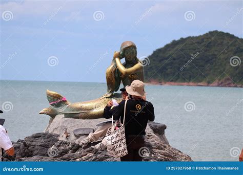 The Bronze Mermaid Statue Is A Symbol Of Samila Beach Songkhla