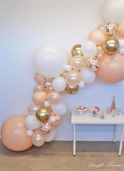 Balloon Garland In White Blush Nude Champagne And Gold Etsy