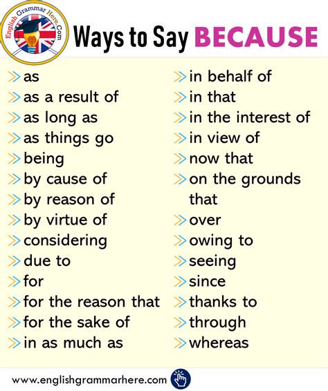 English Ways To Say Because Synonym Words Because Essay Writing