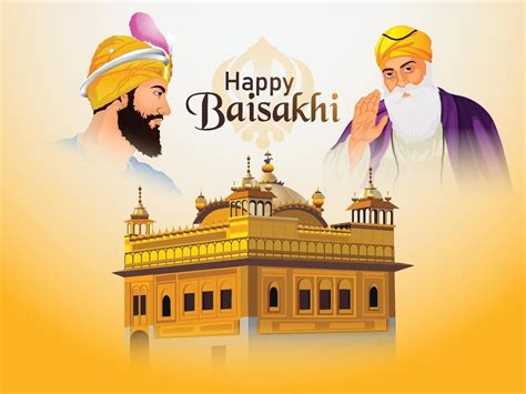 Happy Vaisakhi Background With Illustration Of Guru Gobind Singh And