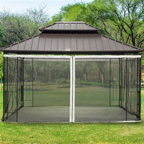 Outsunny Replacement Mosquito Netting For Gazebo 10 X 12 Black Screen
