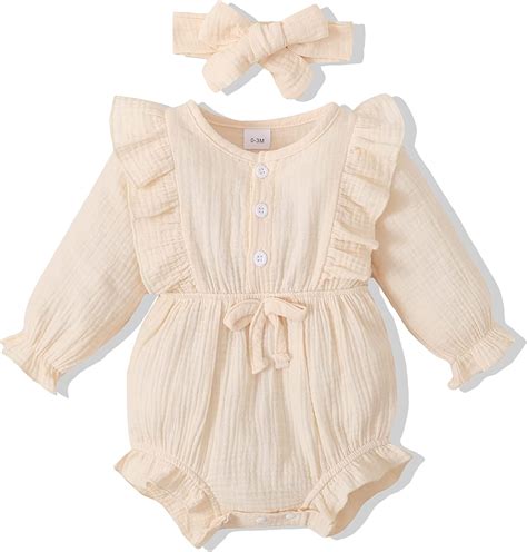 Renotemy Newborn Infant Baby Girl Clothes Cotton Linen