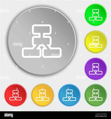 Licône Du Réseau Signe Symbole Sur Huit Boutons Plats Vector