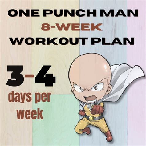 One Punch Man Eight Week Workout Plan Etsy